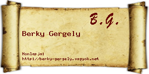 Berky Gergely névjegykártya